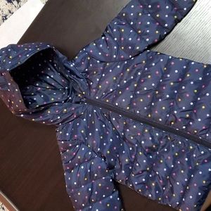 Old Navy Navy Blue colorful polka dot puffer jacket